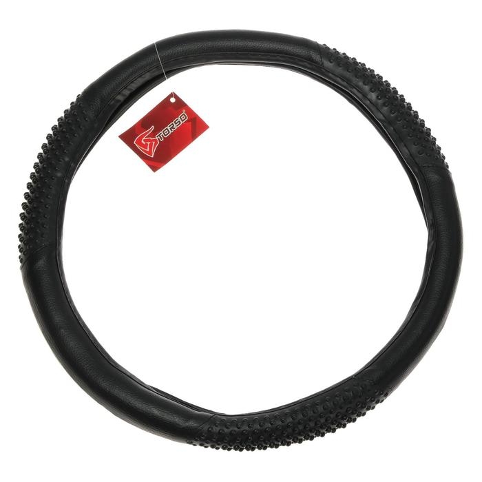 Оплетка на руль TORSO, кожа PU, 3 массажные вставки, 38 см, черный Оплетка на руль TORSO, кожа PU, 3 массажные вставки, 38 см, черный