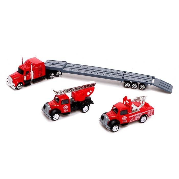 Грузовик металлический «Пожарная служба», инерционный, с 2 машинками