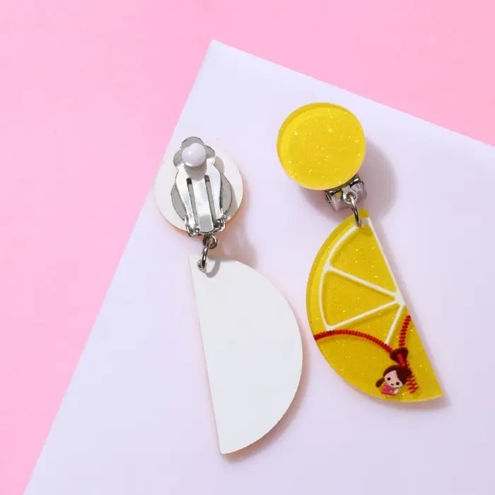 Серьги клипсы детские Выбражулька «Лето», лимон, жёлтые Серьги клипсы детские Выбражулька «Лето», лимон, жёлтые