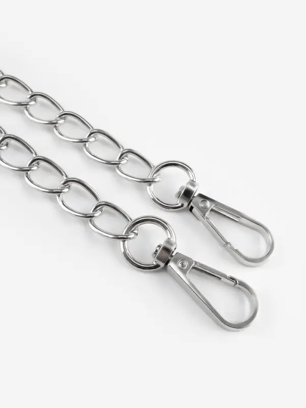 Ручка для сумки, с цепочками и карабинами, 120&times;1.8 см, цвет серебряный