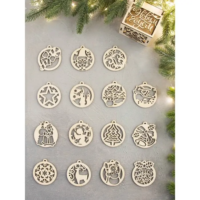 Ёлочная игрушка &laquo;Новогодние шарики&raquo;, набор 15 шт.