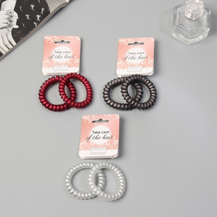 Резинка для волос Резинка для волос "Пружинка" (набор 2 шт) матовая, микс