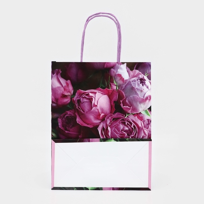 Пакет крафт «Пионы», 22 х 12 х 27 см, 1 шт Пакет крафт «Пионы», 22 х 12 х 27 см, 1 шт