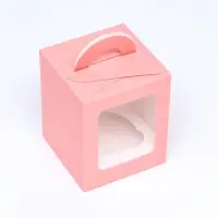 Коробка для 1 капкейка, розовая, 9.2×9.2×11.1 см