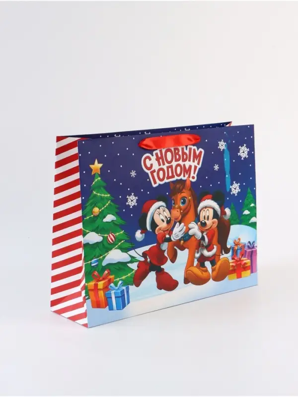 Пакет подарочный «С Новым годом!», Микки Маус и его друзья,  L 31 × 40 × 11,5 см