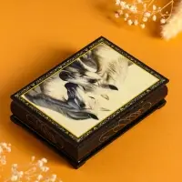 Шкатулка «Пара белых лошадей», 10×14 см, лаковая миниатюра Шкатулка «Пара белых лошадей», 10×14 см, лаковая миниатюра