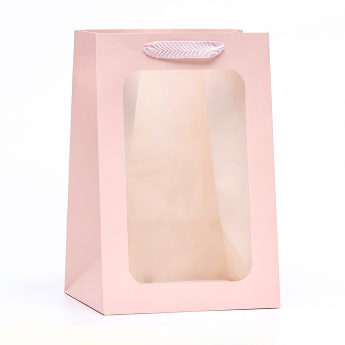 Пакет подарочный, с окном, 30 х 20 х 16 см, розовый Пакет подарочный, с окном, 30 х 20 х 16 см, розовый