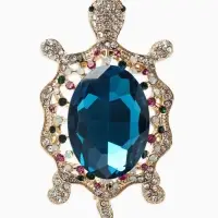 Брошь &laquo;Черепаха&raquo; морская, цветная в золоте