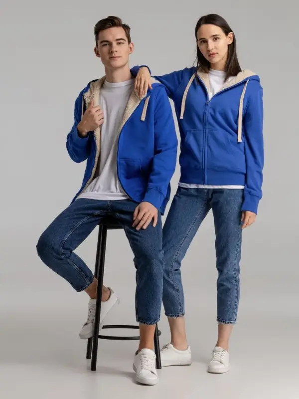 Толстовка унисекс на молнии Sherpa 280 ярко-синяя, размер XS Толстовка унисекс на молнии Sherpa 280 ярко-синяя, размер XS