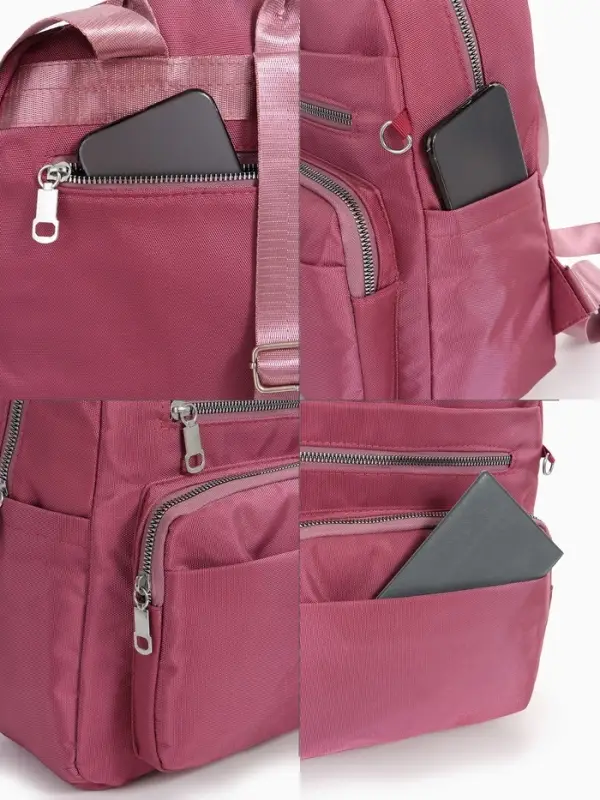 Рюкзак городской, с косметичкой, 5 карманов, бордовый