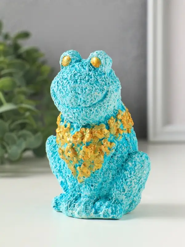 Фигурка гипс &laquo;Жаба из цветов&raquo;, 11&times;9&times;5 см, изумрудный с золотом