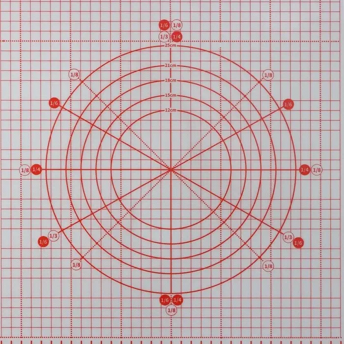 Коврик для выпечки и раскатки теста с разметкой, армированный, силикон, 50&times;40 см, красный