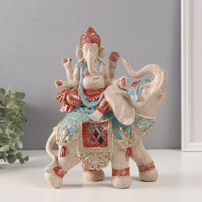 Сувенир полистоун Сувенир полистоун "Ганеша на слоне" песочный 10х20х26 см