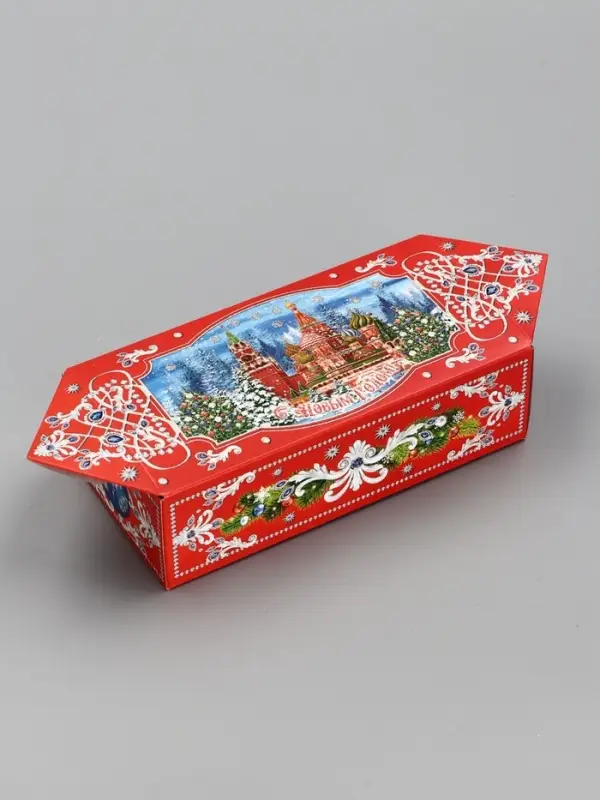 Подарочная новогодняя коробка «Кремль» конфета красная, 20×10×6 см Подарочная новогодняя коробка «Кремль» конфета красная, 20×10×6 см