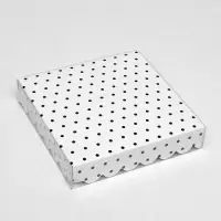 Коробочка для печенья с PVC крышкой «Горох», белая, 15×15×3 см