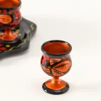 Подарочный набор: 6 шт. 30 мл рюмок на подносе, дерево хохлома