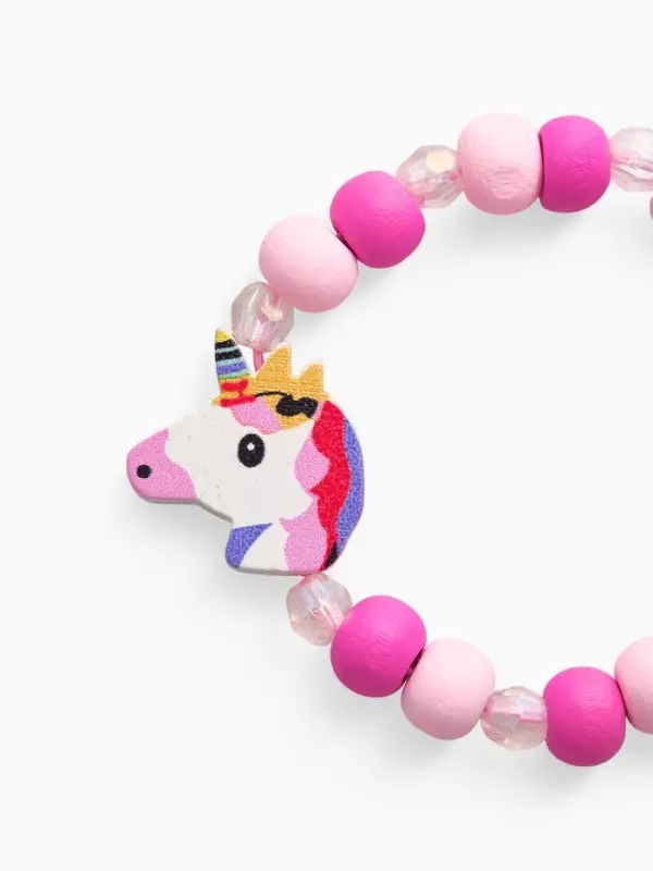 Набор детских украшений Выбражулька &laquo;Единорожек&raquo;, 2 предмета: бусы, браслет, розовый