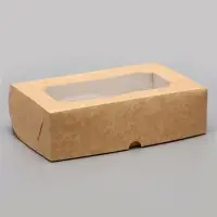 Коробка складная с окном под зефир, крафт, 25×15×7 см