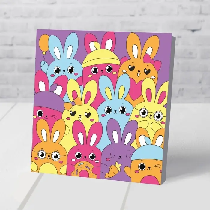 Картина по номерам для детей на подставке «Милые зайчата», 15 х 15 см Картина по номерам для детей на подставке «Милые зайчата», 15 х 15 см