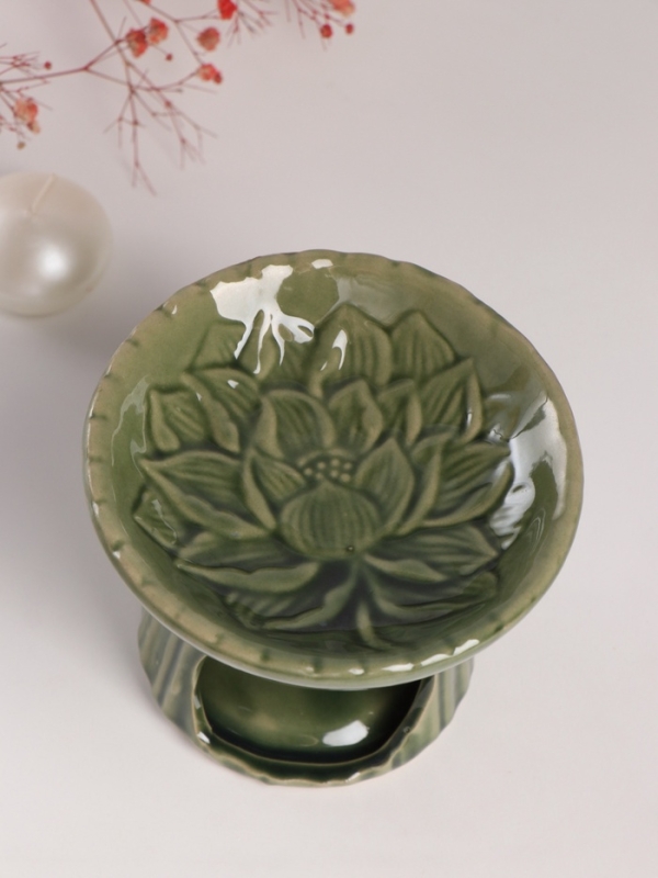 Аромалампа керамика Аромалампа керамика "Лотос" тёмно-зеленая 11,4х11,4х9 см