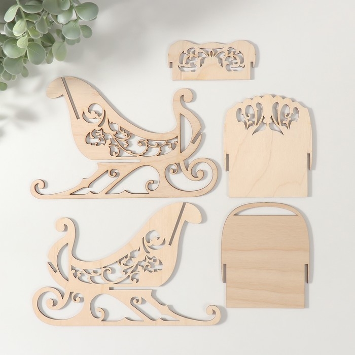 Шкатулка-сани  Шкатулка-сани "Узорчатые санки" 21х9х16,5 см (набор 5 деталей)