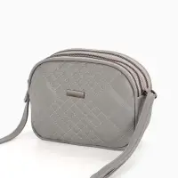 Сумка женская кросс-боди на молнии, 19&times;7&times;15 см, в клетку, серая