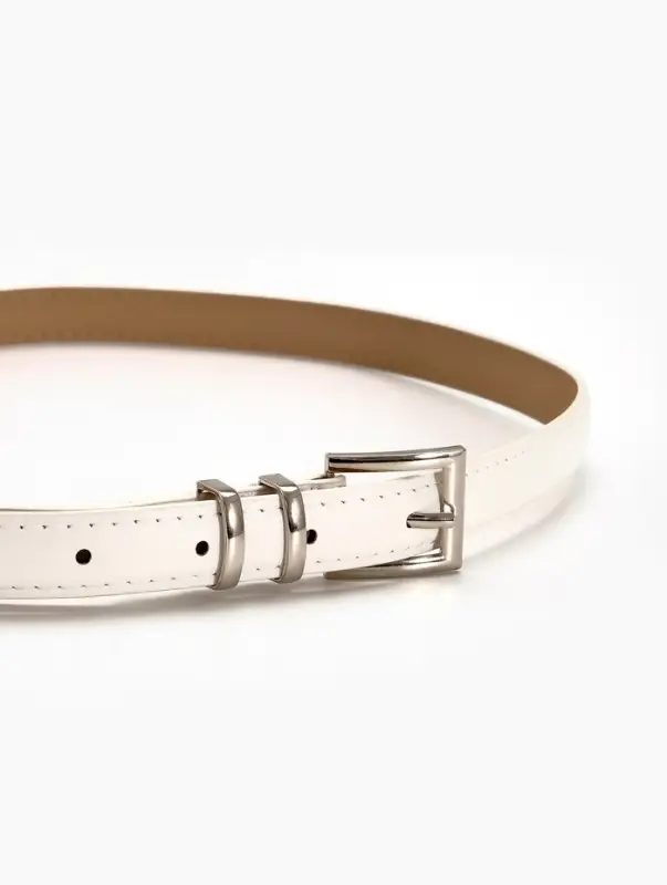 Ремень жен 03-01-02-01, Июнь2502, 2*0,3*110 см, без винта, пряж металл, 1 прокол, белый