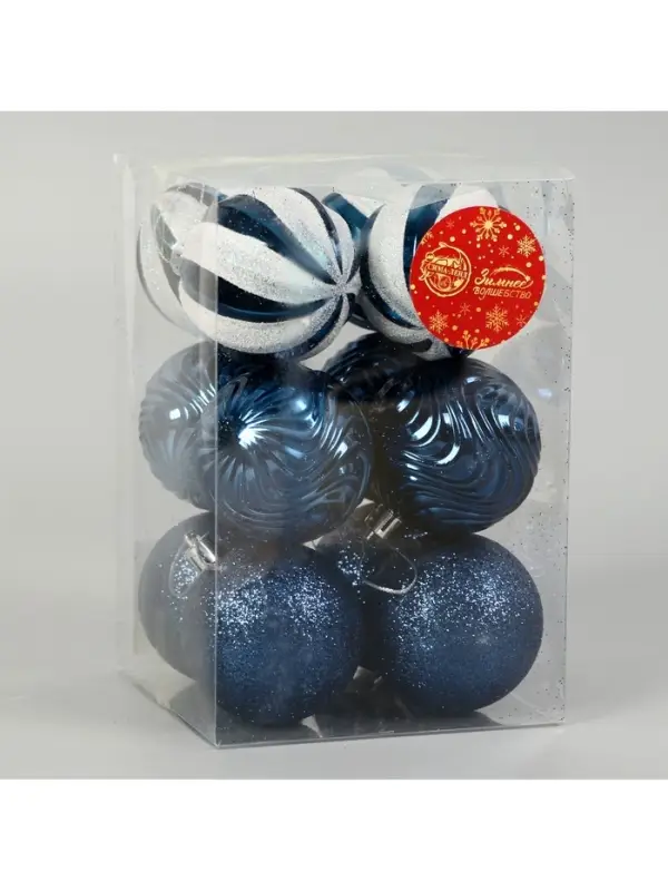 Ёлочные игрушки &laquo;Мелодия&raquo;, d=6 см, набор 12 шт., полосы, бело-синий