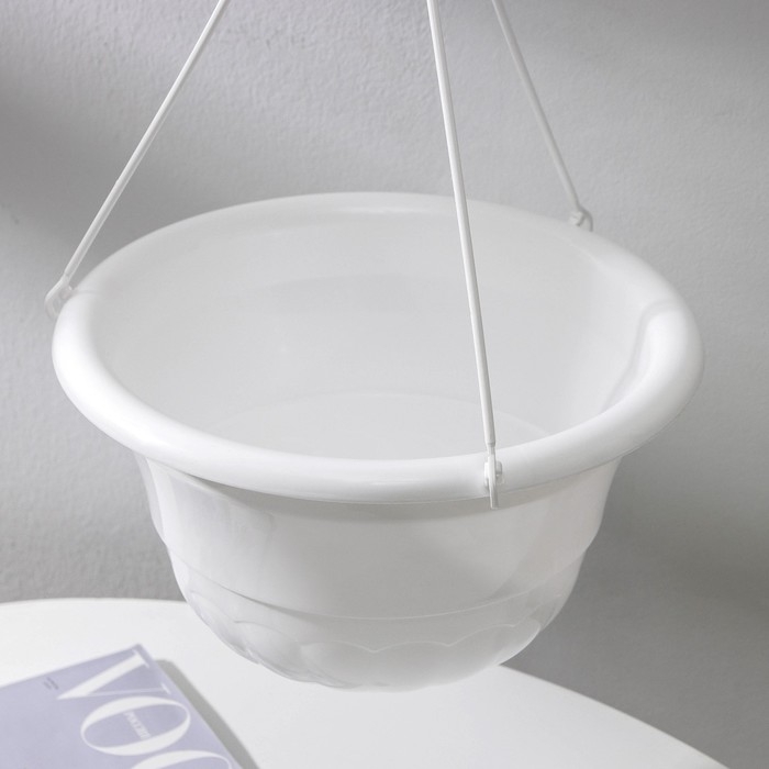 Кашпо для цветов подвесное «Грация», 4,5 л, пластик, цвет белый