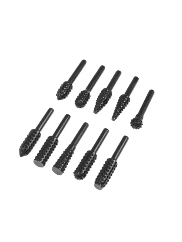 Набор шарошек по дереву ТУНДРА, диаметр хвостовика 6 мм, 10 шт.