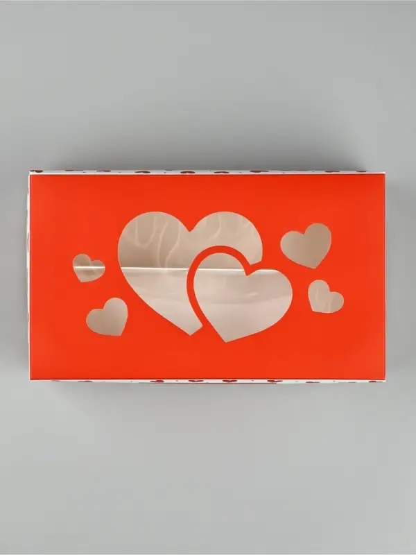 Кондитерская упаковка для макарун с окном, «С любовью», 11 х 19 х 5.5 см