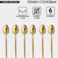 Ложки столовые Magistro &laquo;Блинк&raquo;, длина 22 см, набор 6 шт., нержавеющая сталь, золотистые