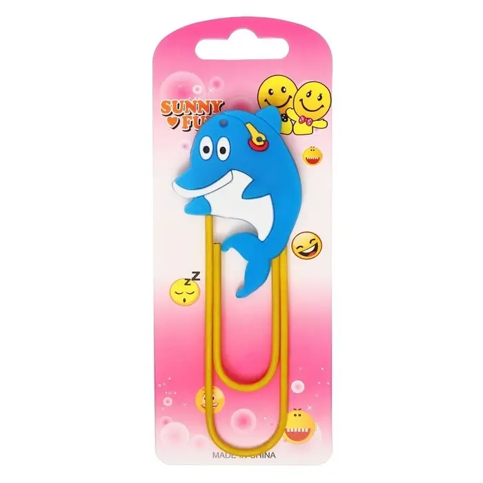 Закладка-скрепка большая «Дельфин», 11 см, МИКС Закладка-скрепка большая «Дельфин», 11 см, МИКС