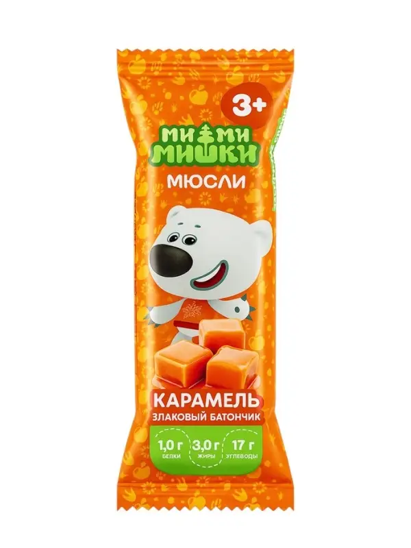 Батончик-мюсли злаковый Ми-Ми-Мишки карамель, 24 г