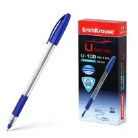 Ручка шариковая ErichKrause U-109 Classic Stick&Grip, узел 1.0 мм, чернила синие, резиновый держатель, длина линии письма 1000 метров Ручка шариковая ErichKrause U-109 Classic Stick&Grip, узел 1.0 мм, чернила синие, резиновый держатель, длина линии письма 1000 метров