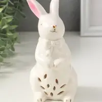 Сувенир керамика свет "Зайка с бантом" белый 7,5х8х15,5 см
