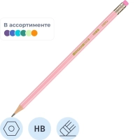 Карандаш чернографитный Deli EC011-HB шестигр., HB ластик, цвет АССОРТИ