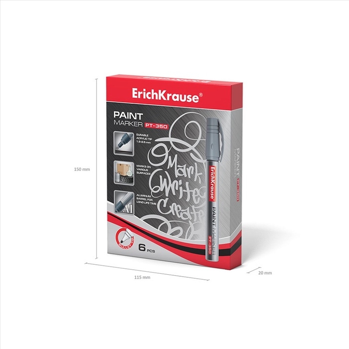 Маркер-краска (лаковый) 2.5 мм Erich Krause PT-350, серебряный
