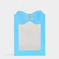 Пакет подарочный с окном &laquo;Бант&raquo;, 26&times;35&times;15 см, голубой