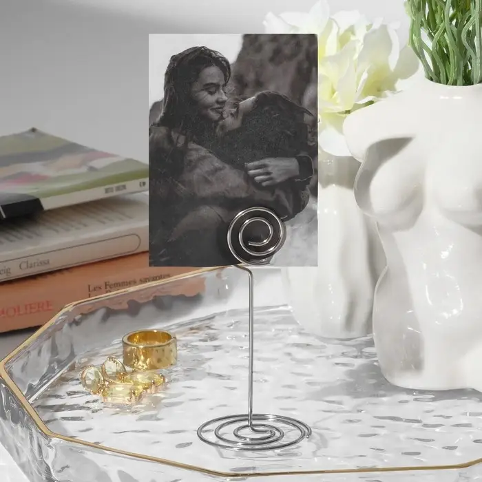 Подставка под ценник, фото &laquo;Круг&raquo;, с зажимом, 3.3&times;3.3&times;8.3 см, цвет серебро