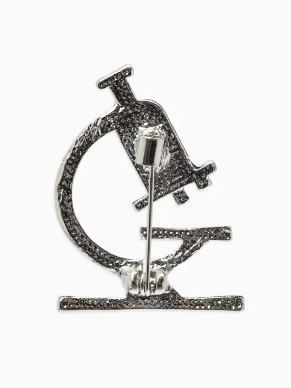 Брошь &laquo;Микроскоп&raquo;, чёрно-белая в серебре