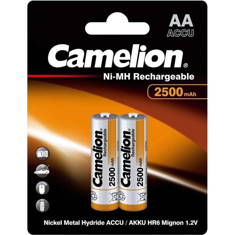 Аккумулятор Camelion AA-2500mAh 2шт/бл(NH-AA2500BP2,1.2В) (6107)