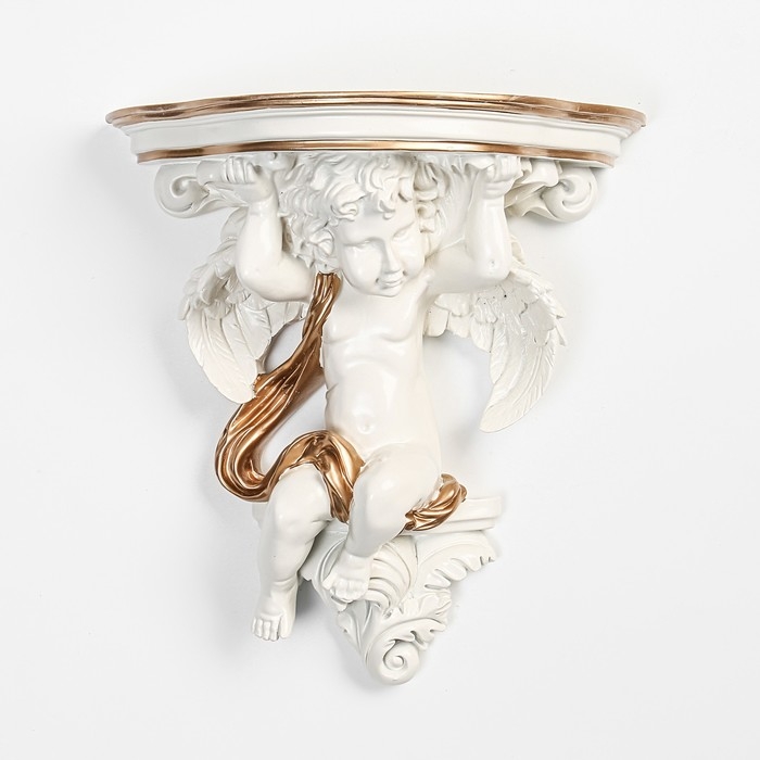 Декор настенный-полка Декор настенный-полка "Ангел, 23.2 x 22 см, белая с золотом