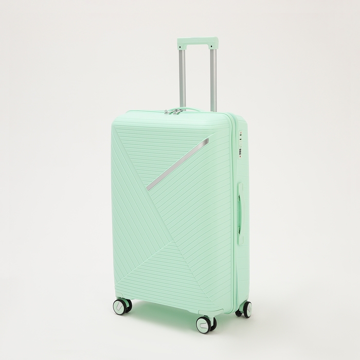 Чемодан большой 100 л (L), отдел на молнии, кодовый замок, 4 колеса, цвет мятный Чемодан большой 100 л (L), отдел на молнии, кодовый замок, 4 колеса, цвет мятный