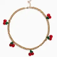 Цепь с подвесами "Вишня", цветная в золоте