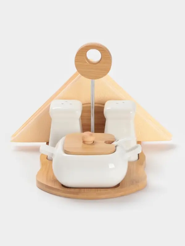 Набор для специй BellaTenero &laquo;Сиена&raquo;, 4 предмета, на подставке, керамика, белый