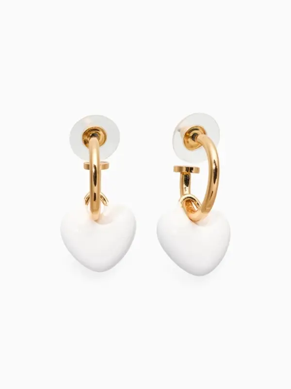Серьги со съёмными подвесками &laquo;Сердца&raquo;, белые в золоте