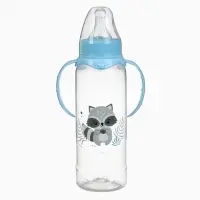 Бутылочка для кормления Крошка Я Lovely baby от 3 мес., 250 мл, с ручками, цилиндр, голубой