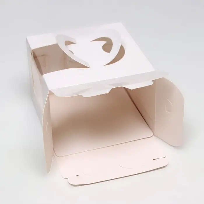 Коробка под бенто - торт с окном, белая, 13.5&times;13.5&times;10 см