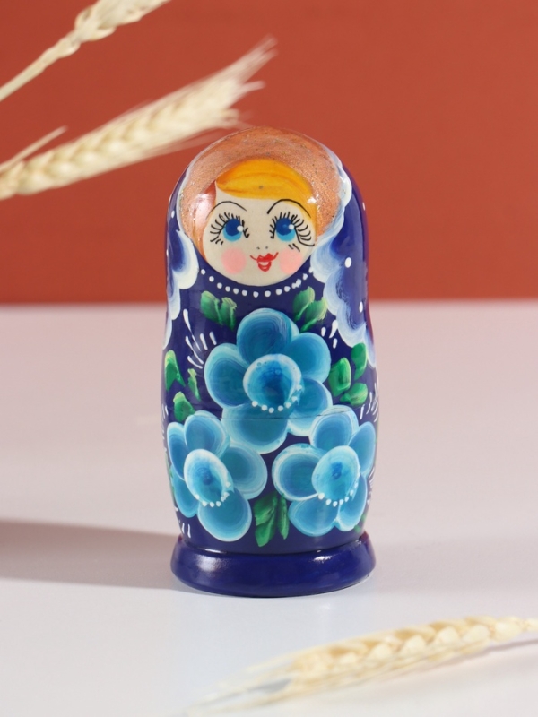Матрёшка  Матрёшка "Клава", голубое платье, 5-кукольная, 12 см